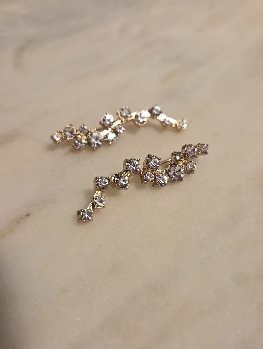 Gold Crystal Vine Ear Climbers - Elegant Women's Jewelry